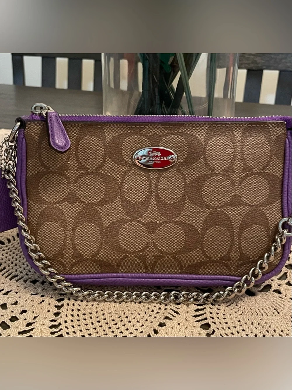 Coach signature coated canvas wristlet